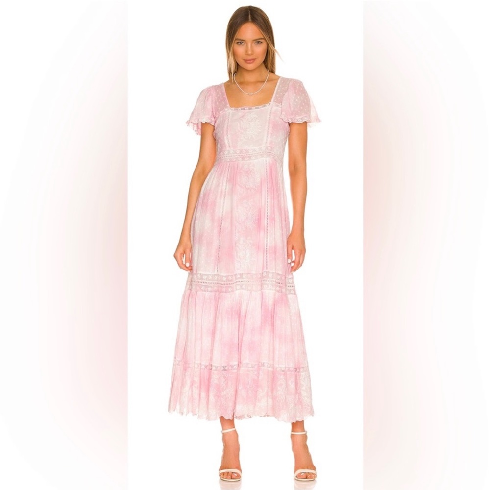 Loveshackfancy Nora Island Pink Hand Tie Maxi Dress 12